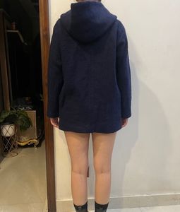 Navy Blue Hooded Coat