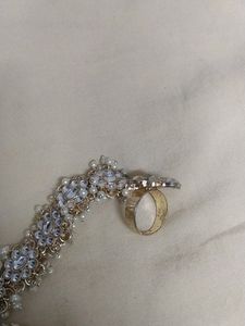 Pearl Studded Hand Chain Ethnic Bracelet