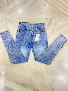 Acid Wash Lace-Up Jeans