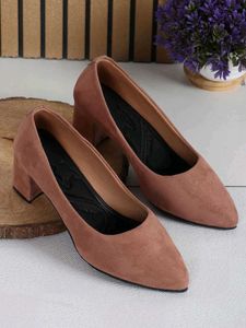 Suede Block Heel Pumps