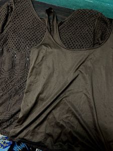 Brown Crochet Knit Top