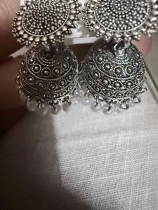 Silver Jhumka Earrings pair