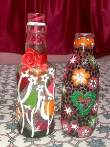 Hand Painted Glass Bottle