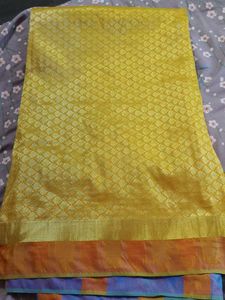 Yellow Blue Banarasi Saree