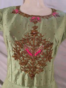 Elegant Olive Green Gown