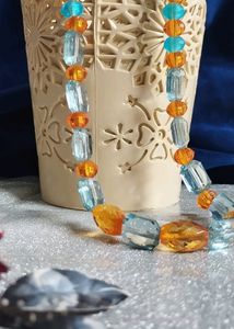 Handmade Blue Orange Crystal Necklace 💙🧡