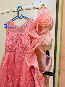 Party Wear Gown- Peach Colour