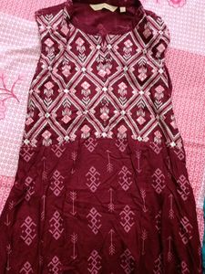 Maroon Printed Dress