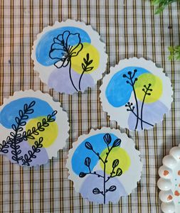Abstract Floral Coasters (Set of 4)