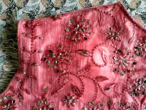 Beaded Mirror Work Pink Lehenga