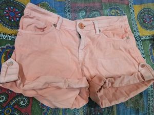 Peach Denim Shorts
