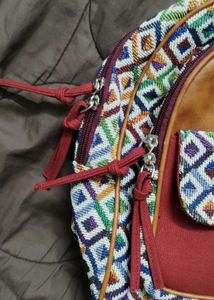Cotton And Vegan Leather Bag