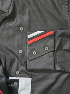 44XL Slim Fit Solid Black Chinese Collar Shirt