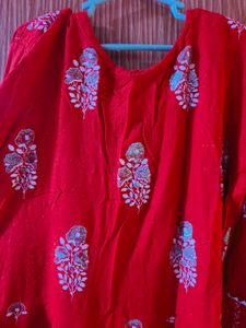 Red shimmer straight kurta