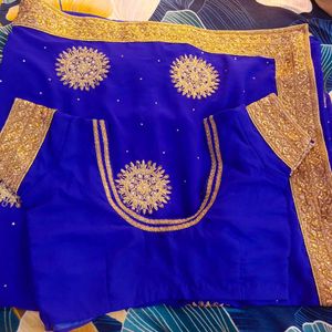 Elegant Blue &amp; Gold Saree with blouse
