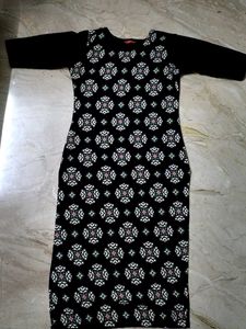Patterned Black Kurti Top