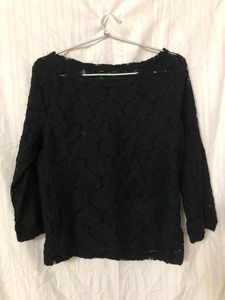 Casual Regular Sleeve Black Top