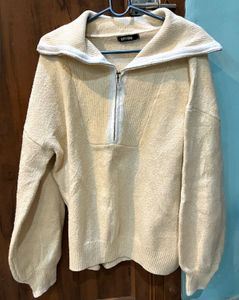 Beige Pullover with Zipper