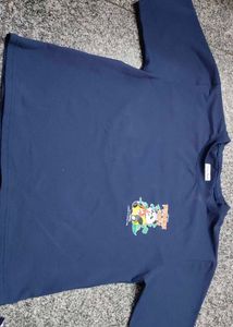Navy Blue Panda Pattern Tshirt With Back Print