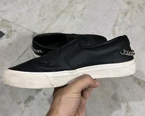 ZARA BLACK WHITE SLIP ON SNEAKERS UK 8