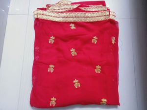 NEW CHIFFON RED COLOUR BEAUTIFUL SAREE