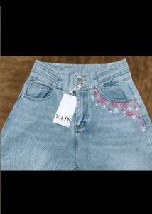 Floral Embroidered Wide Leg Jeans