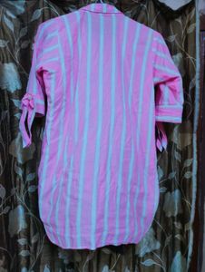 Pink Striped Shirt Dress