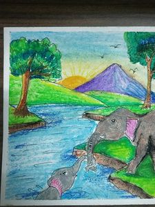 Elephant In Jungle Painting