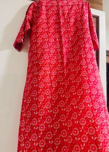 Red Floral Print Kurta