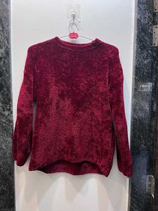 Burgundy Chenille Knit Sweater