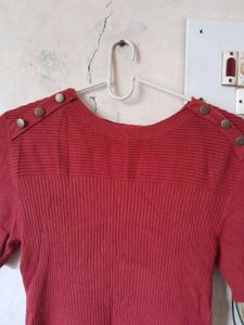 Rust Ribbed Knit Top