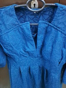 Chic Blue Puff Sleeve Dress