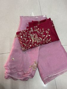 Elegant Lavender Organza Saree
