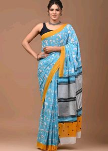 Blue Mushroom Printed Saree