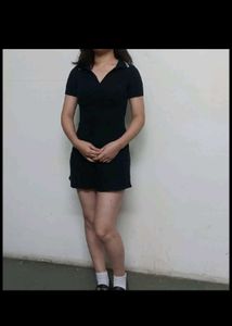 Riped Tennis Black Dress