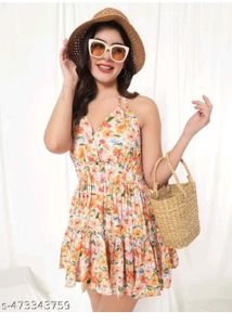 Floral Print Halter Mini Dress