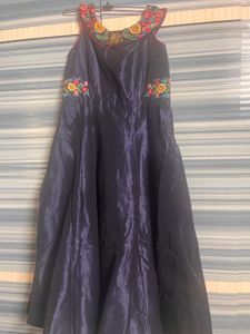 Navy Blue Embroidered Anarkali Dress