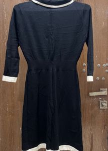 korean black collared dress