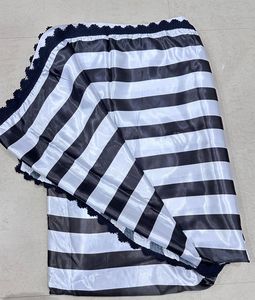 Black &amp; White Striped Satin Silk Saree
