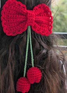 Red Crochet Bow Hair Clip