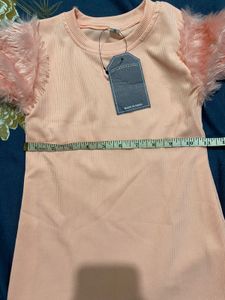 Peach Fur Sleeve Top for baby girl