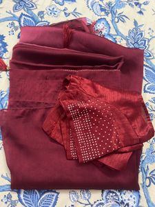 Stylish Double Colour Saree With Stones 💜