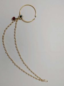 Gold Nose Ring with Pearl Chain