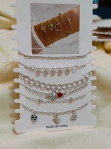 SILVER Bracelet Set - 6 Pieces