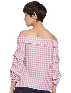 FAB ALLEY - Gingham Off-Shoulder Top