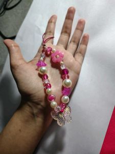 Cute Pink Beaded Phone Charm