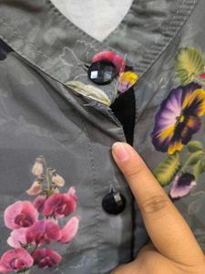 Green Floral Shirt For Girls.