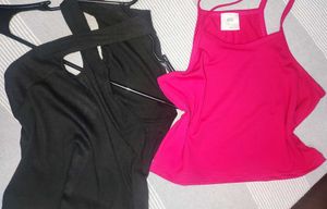 Pink &amp; Black Tank Top Set