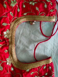 Red Embroidered Saree Blouse