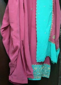 Shirt Shalwar Dupatta Nawratri Offer Silk Fabric